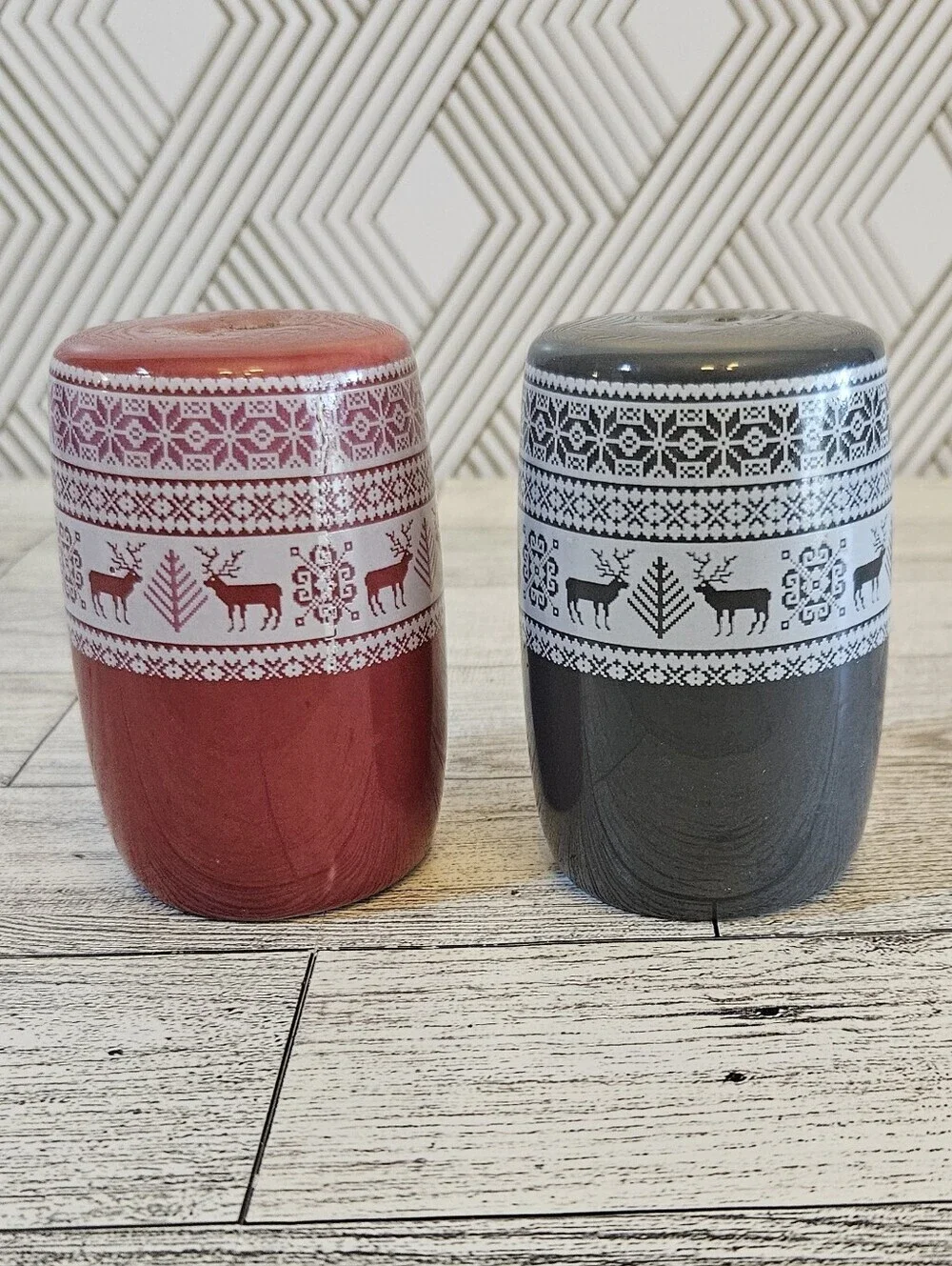 Salt And Pepper Shakers Set Christmas Sweater Print Holiday